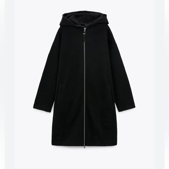 Zara Black Oversized Hooded Parka Large 4087/358/800 - Picture 2 of 11